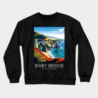 A Pop Art Travel Print of Bixby Bridge in Big Sur - California - US Crewneck Sweatshirt